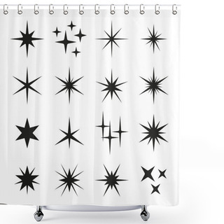 Personality  Sparkles Black Template Icons On White Background. Vector Shower Curtains