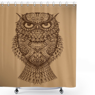 Personality  Owl On A Brown Background Shower Curtains