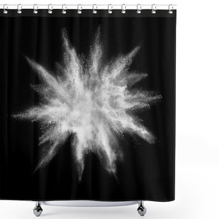 Personality  Explosion Of White Powder On Black Background Shower Curtains