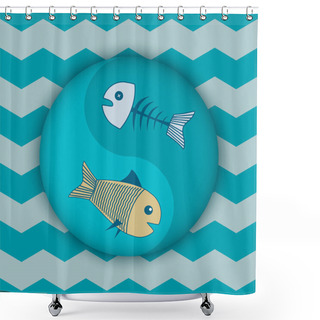Personality  Vector Background With Fishes. Shower Curtains
