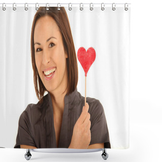 Personality  Portrait Of Woman With Heart Shower Curtains