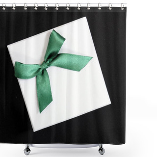 Personality  White Gift With Green Ribbon Shower Curtains