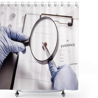 Personality  Detective Through A Magnifying Glass Looking At A Evidence Shower Curtains