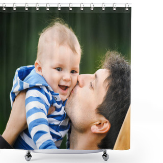 Personality  Father With His Son Shower Curtains