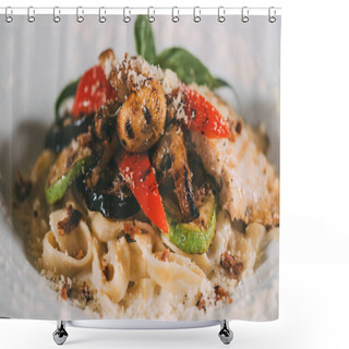 Personality  Gourmet Vegetarian Pasta With Grilled Vegetables And Parmesan Cheese   Shower Curtains