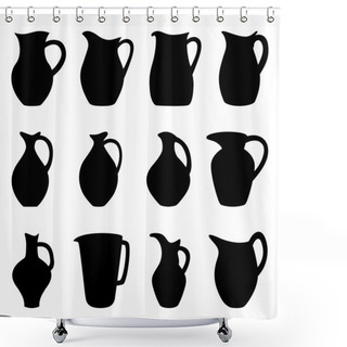 Personality  Set Of Jugs, Vector Illustration Shower Curtains
