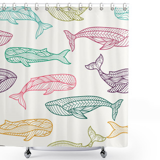 Personality  Whales Seamless Pattern Shower Curtains