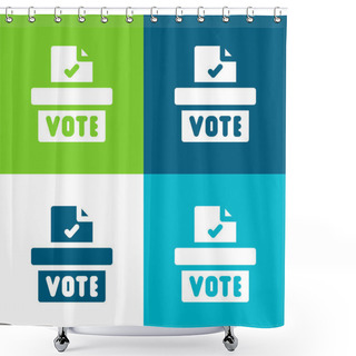 Personality  Ballot Box Flat Four Color Minimal Icon Set Shower Curtains