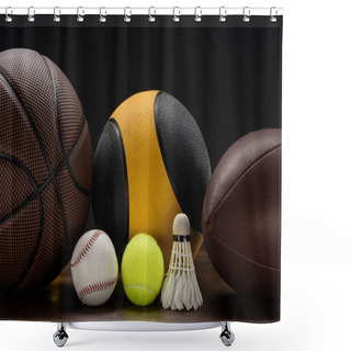 Personality  Sports Balls And Shuttlecock Shower Curtains