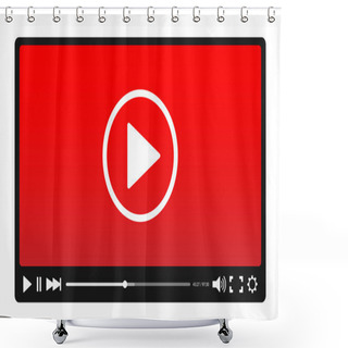 Personality  Video Player With Red Shower Curtains