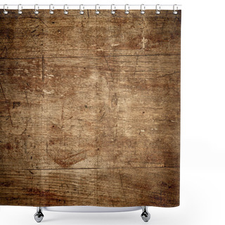 Personality  Dark Brown Wood Texture With Scratches As Background Shower Curtains