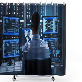Personality  System Security Specialist Working At System Control Center. Roo Shower Curtains