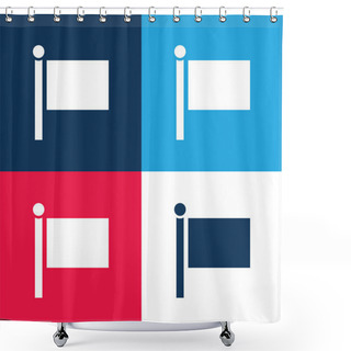 Personality  Black Flag Blue And Red Four Color Minimal Icon Set Shower Curtains