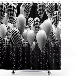 Personality  Black And White Ballons Shower Curtains