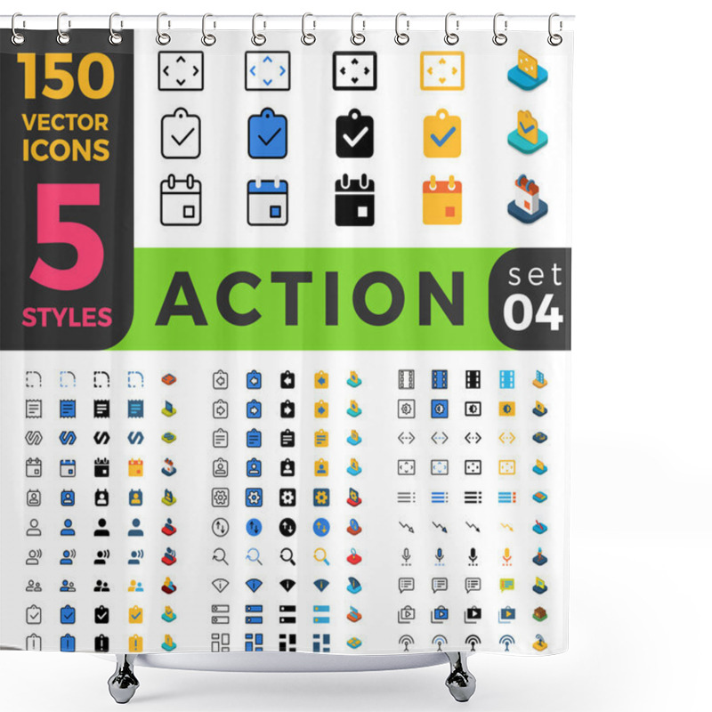 Personality  150 Action Settings Ui Icon Set.  Shower Curtains