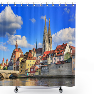 Personality  Regensburg Town At Night Shower Curtains