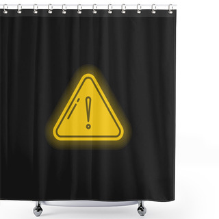 Personality  Alert Yellow Glowing Neon Icon Shower Curtains