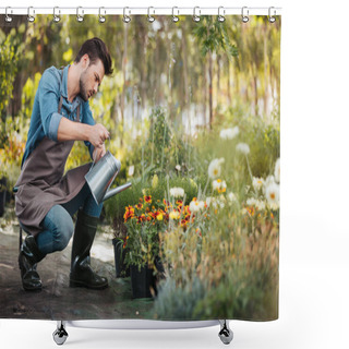 Personality  Gardener Watering Plants Shower Curtains