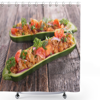 Personality  Baked Zucchini On Wooden Board Shower Curtains