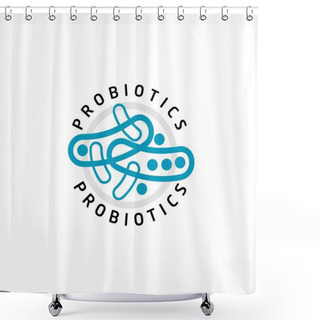 Personality  Probiotics Logo. Bacteria Logo. Concept Of Healthy Nutrition Ingredient For Therapeutic Purposes. Simple Flat Style Trend Modern Logotype Graphic Design Isolated Shower Curtains