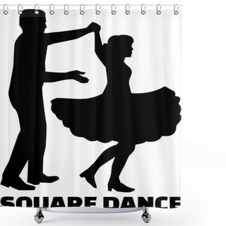 Personality  Square Dance Silhouette With Word Shower Curtains
