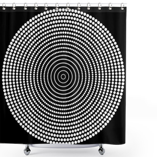 Personality  Circular, Radiating Dotted Pattern. Shower Curtains