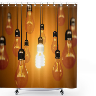 Personality  Lightbulbs On Yellow Shower Curtains
