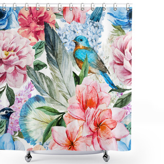 Personality  Watercolor Flowers Pattern Shower Curtains