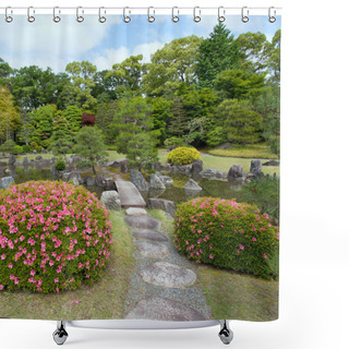 Personality  Zen Garden With Bridge, Plants, Rocks And Pond Shower Curtains