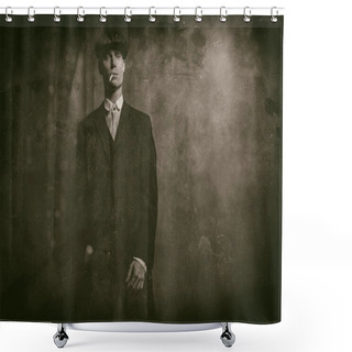 Personality  English Gangster Smoking Cigarette Shower Curtains