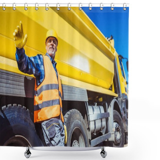 Personality  Builders And  Tip Truck Shower Curtains