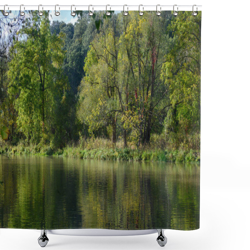 Personality  View At The Humber River In Toronto, Canada During The Fall Season At Sunset Time Shower Curtains