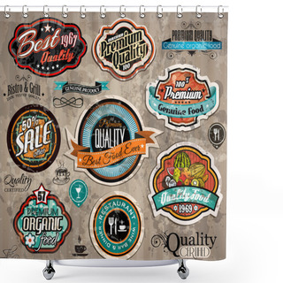 Personality  Set Of Premium Quality Vintage Labels Shower Curtains