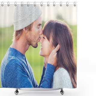 Personality  Happy Young Couple In Love Shower Curtains
