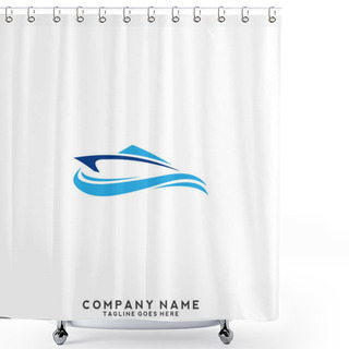 Personality  Boat Logo Template,ship Icon Design,illustration Element-vector Shower Curtains