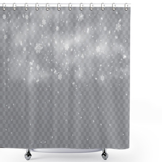 Personality  Falling. Snowflakes, Snow Background, Snow Flakes. Christmas Snow For The New Year.  Heavy Snowfall, Snowflakes In Different Shapes And Forms. Vector Illustration. Shower Curtains