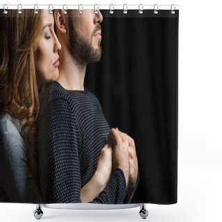 Personality  Young Couple Hugging Shower Curtains