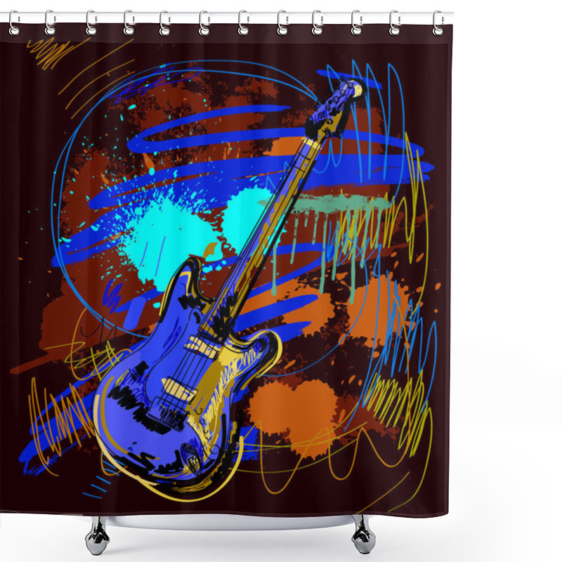 Personality  Abstract Guitar Shower Curtains