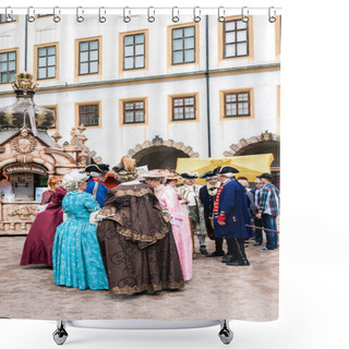 Personality  Courtyard Of The Castle, Ladies And Gentlemen In The Costumes Of Shower Curtains