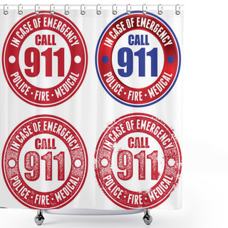 Personality  Call 911 Emergency Stamp Shower Curtains