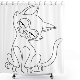 Personality  Outlined Siamese Cat Shower Curtains