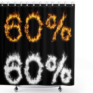 Personality  3D Illustration Of Number Percent Text Discount Sale On Fire With Alpha Layer Shower Curtains