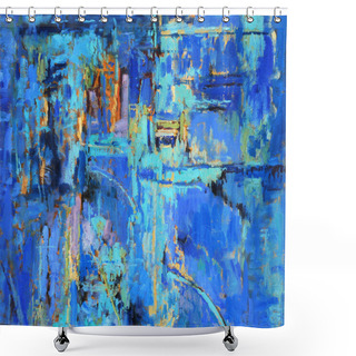 Personality  Abstract Painting In Blues Shower Curtains