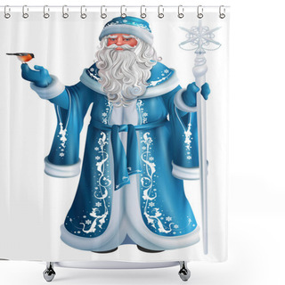Personality  Blue Russian Grandfather Frost. Russian Santa Claus Saint Nicholas Shower Curtains
