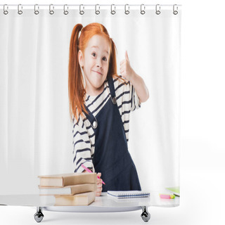 Personality  Schoolgirl Drawing In Notebook   Shower Curtains