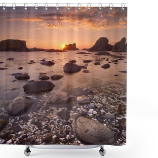 Personality  Sea Stacks Near Ballintoy Harbour In Northern Ireland At Sunset Shower Curtains