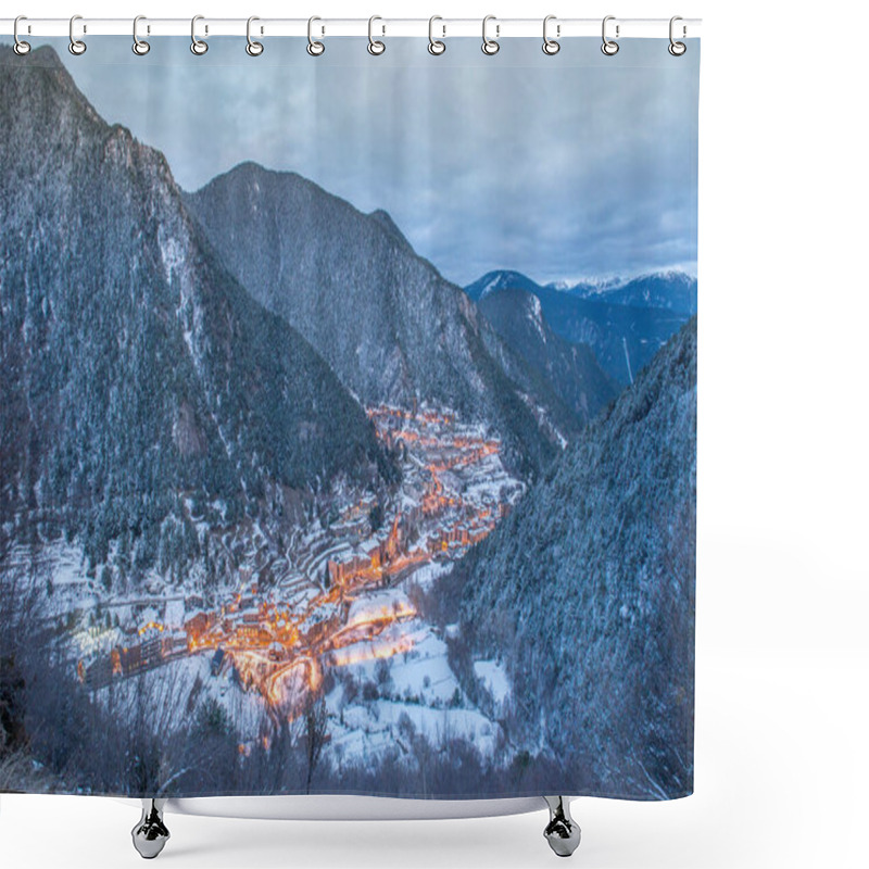 Personality  Cityscape Of Arinsal, La Massana, Andorra In Winter. Shower Curtains