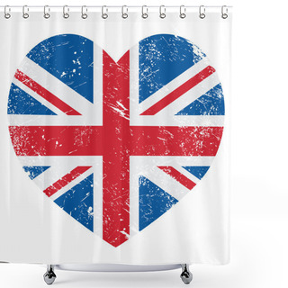 Personality  UK Great Britain Retro Heart Flag - Vector Shower Curtains