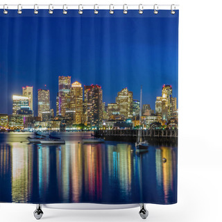 Personality  Boston Downtown Skyline Panorama Shower Curtains