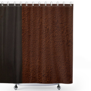 Personality  Top View Of Delicious Brown Cocoa Powder On Black Background  Shower Curtains